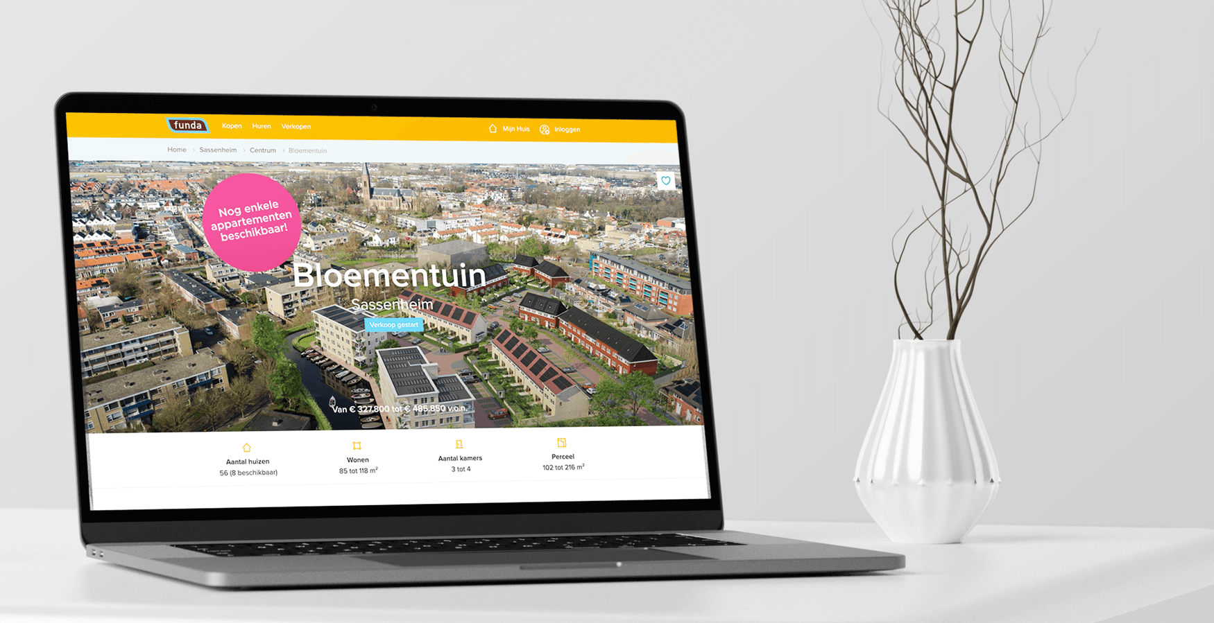 S/D branding solutions - Funda header project Bloementuin Sassenheim, Heemborh Makelaars